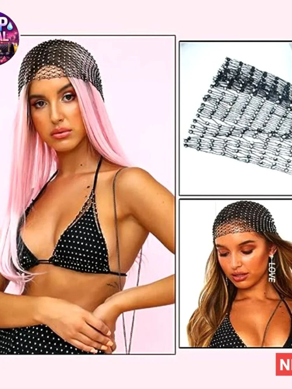 Rhinestone Mesh Headbands, Sparkly Crystal Hair Accessories, Stretchy Headwraps